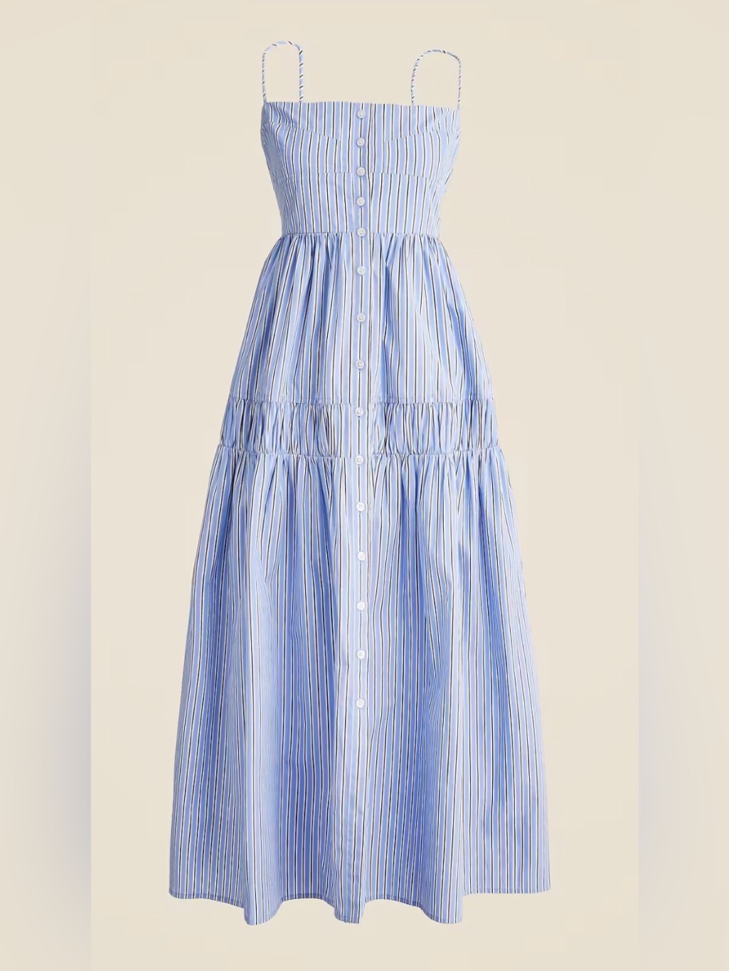 J. Crew Blue And White Striped Button-Front Cotton Dress Size 14